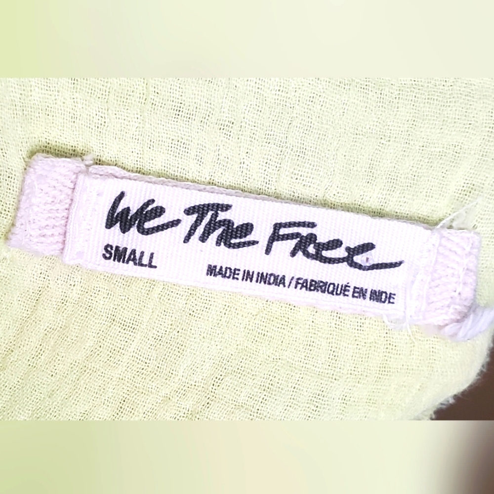 Free People Size S-We The Free Collection Soft Yellow Cotton Gauze Textile - Picture 5 of 9